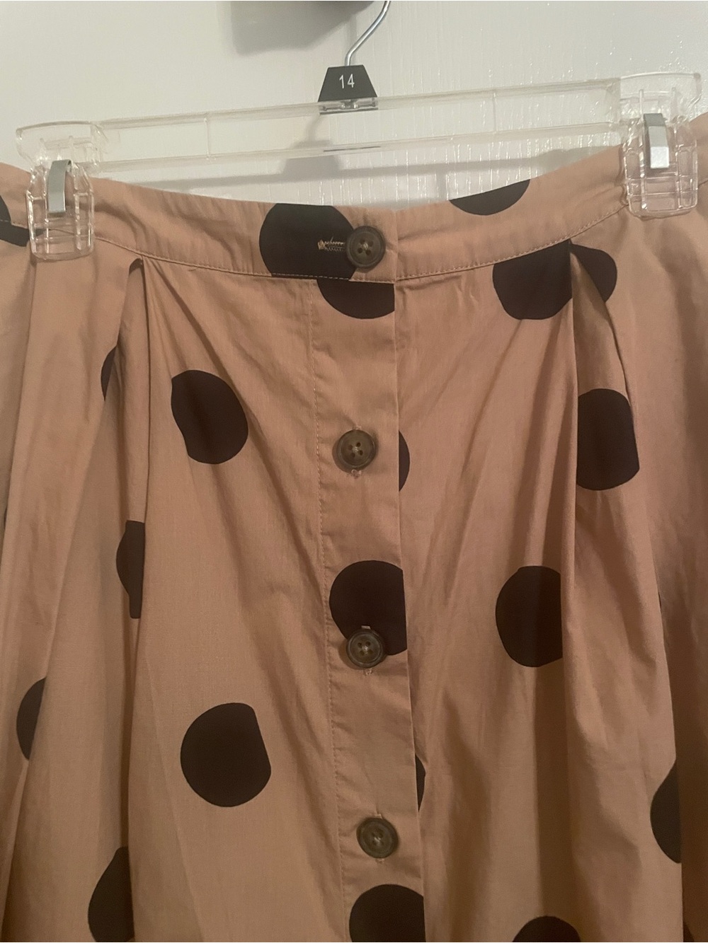 Who What Wear Tan Maxi Skirt with Black Polka Dots Size 2 - Picture 2 of 6